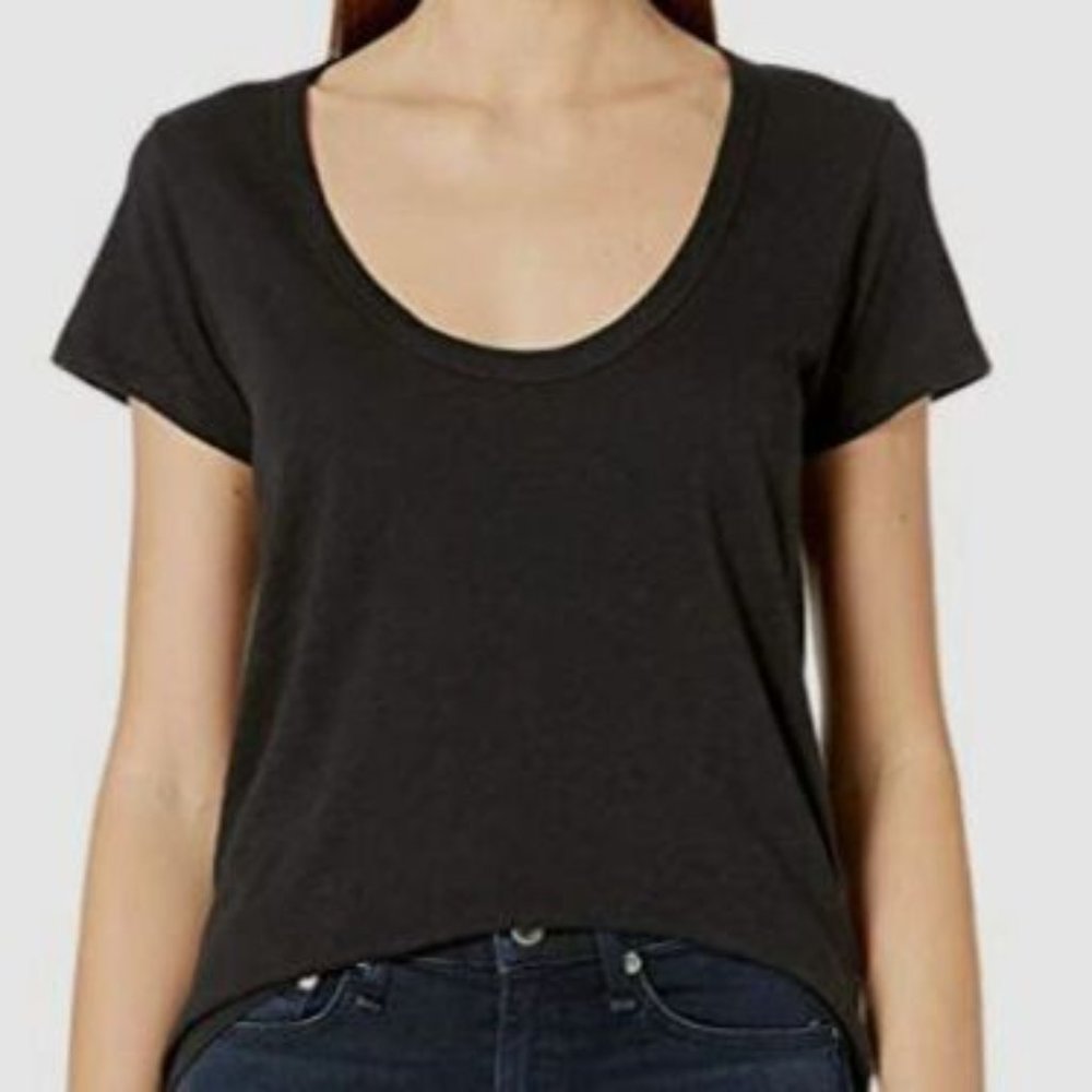 Rag & Bone T-Shirt M Black Pima Cotton Scoop Neck Paper Slub Single Stitch